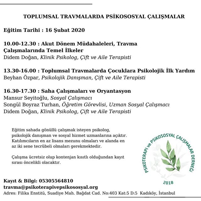 TOPLUMSAL TRAVMALARDA PSİKOSOSYAL ÇALIŞMALAR