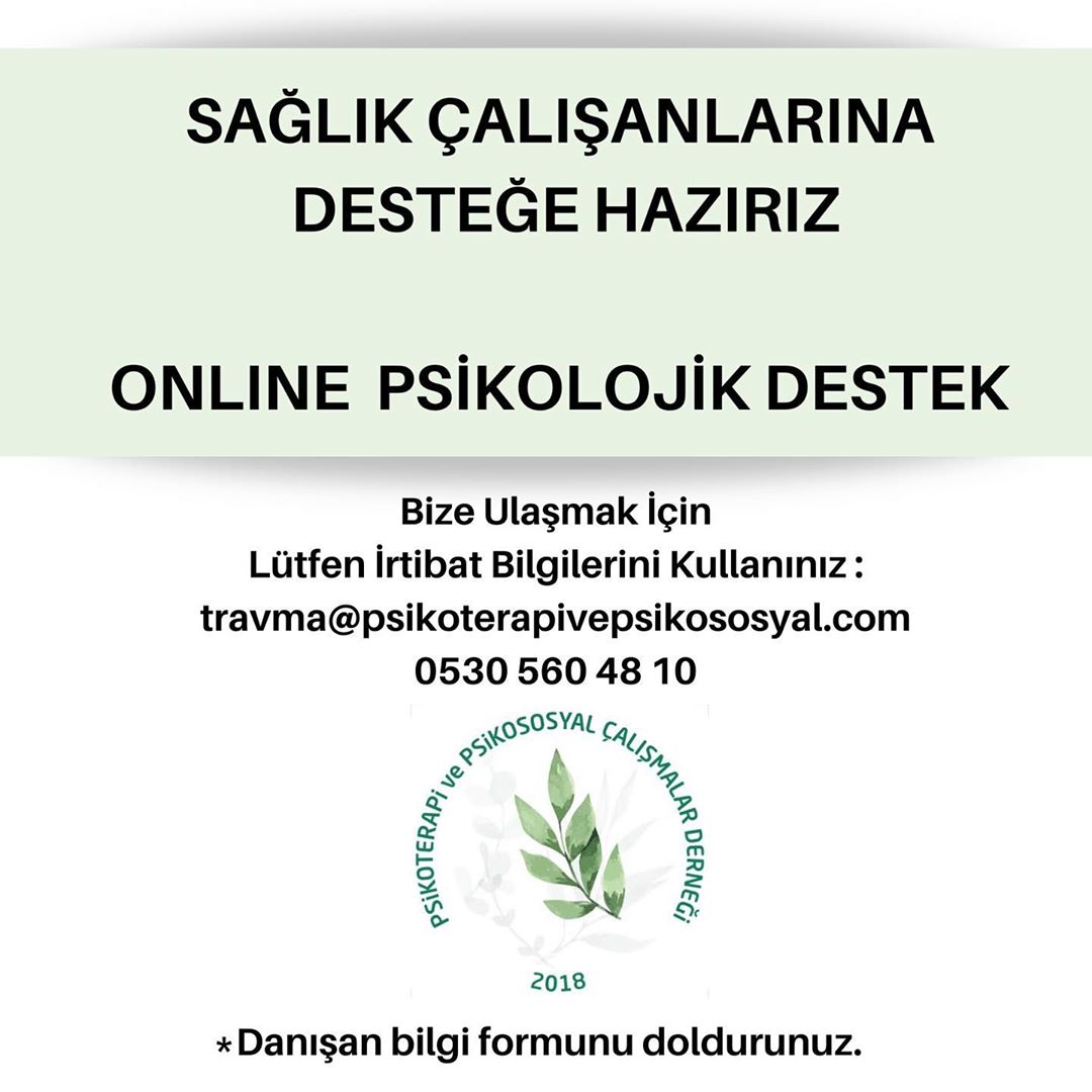 SAĞLIK ÇALIŞANLARINA YÖNELİK ONLİNE PSİKOLOJİK DESTEK SEANSLARINA BAŞLIYORUZ
